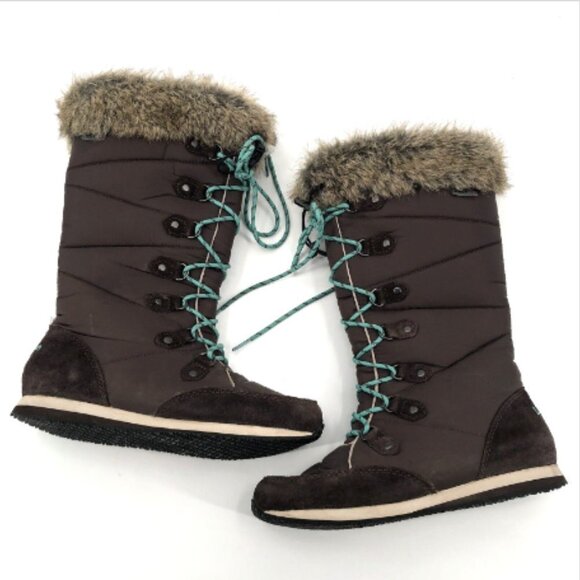 L.L. BEAN Carrabasset Boots Fur Lace Up Tall Winter Snow TEK 2.5 Waterproof Boot - Picture 1 of 10